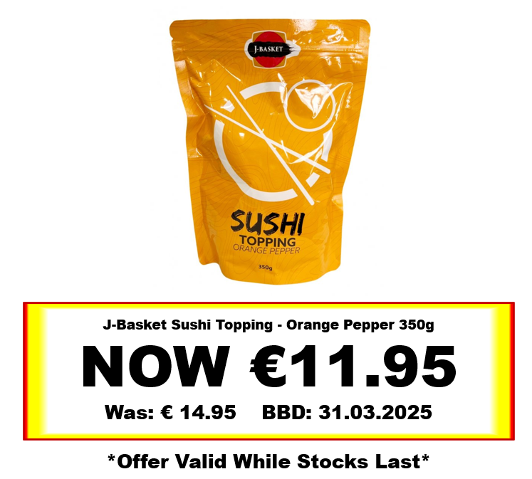 * Offer * J-Basket Sushi Topping - Orange Pepper 350g BBD: 31/03/2025