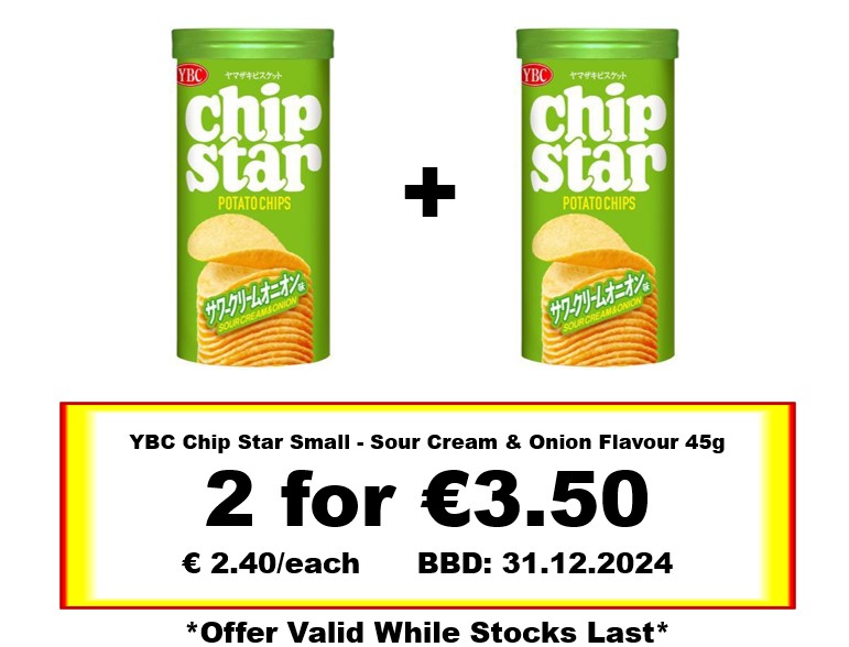 * Offer * YBC Chip Star Small - Sour Cream &amp; Onion Flavour *45g x 2* BBD: 31/12/2024