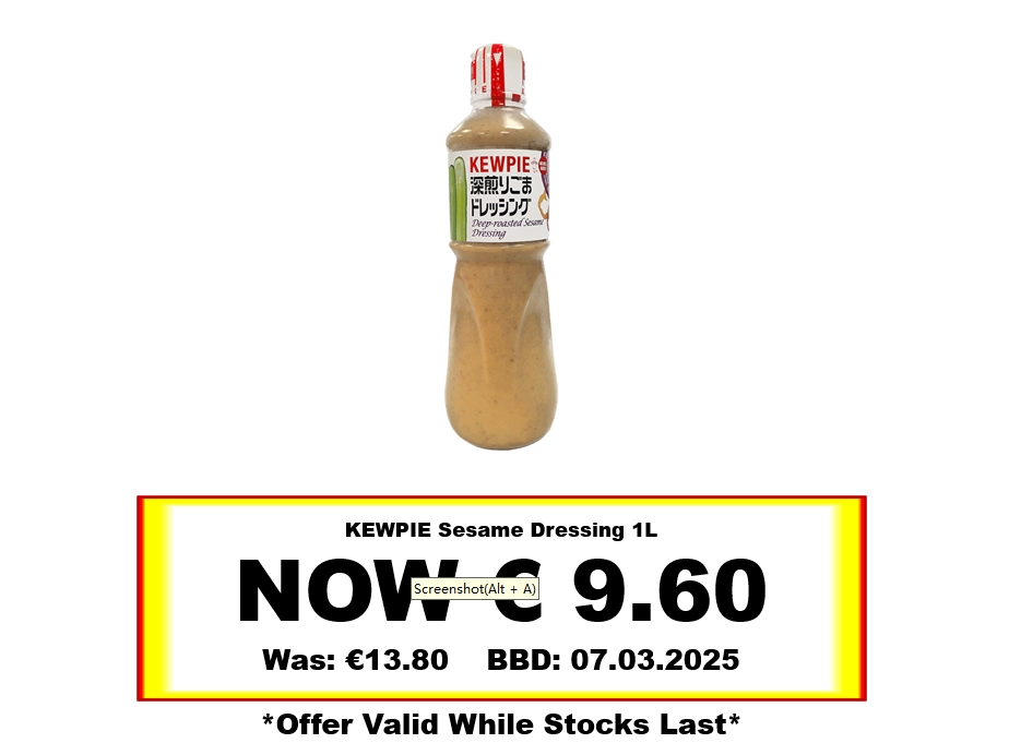 * Offer * KEWPIE Sesame Dressing 1L BBD: 07/03/2025