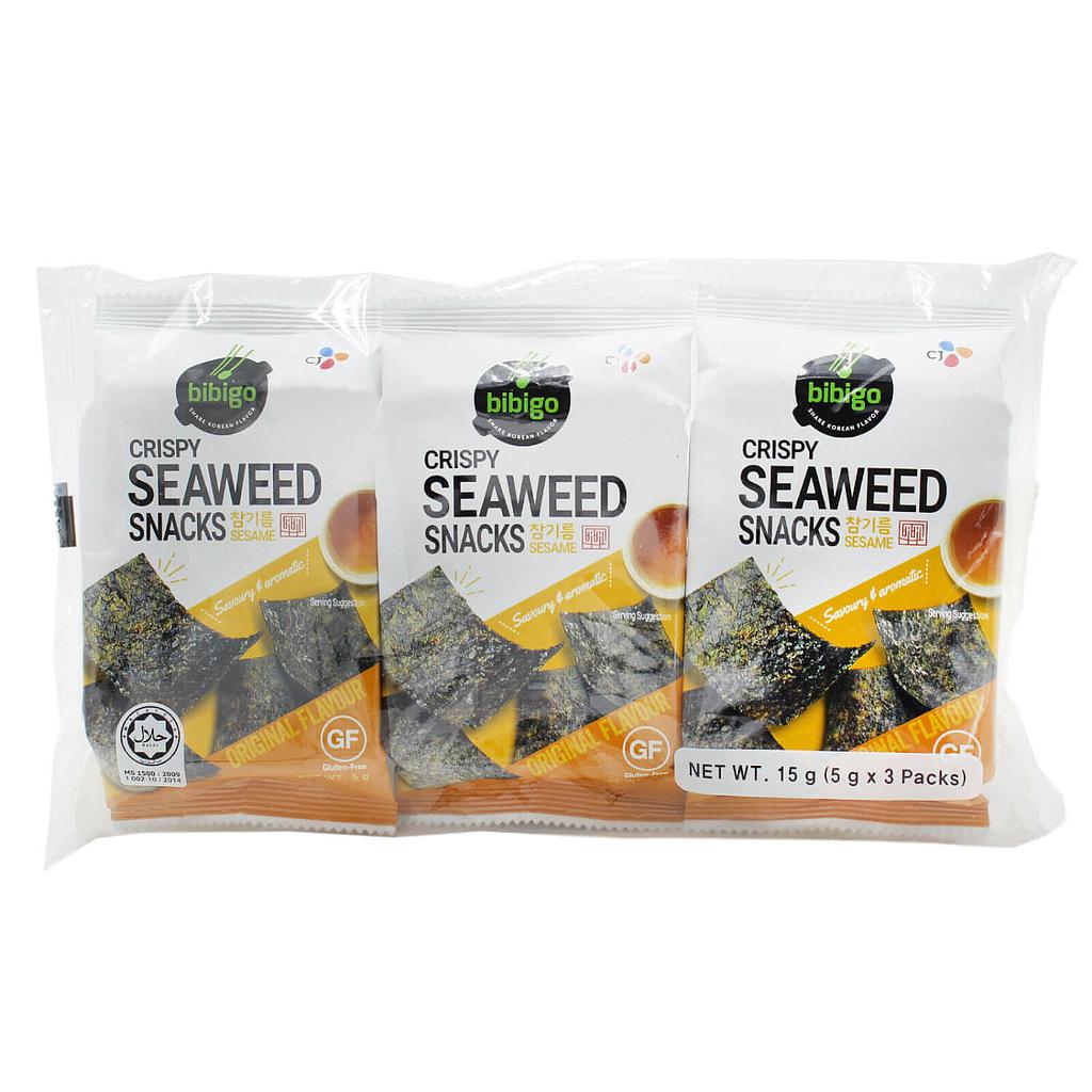 BIBIGO Crispy Seaweed Snacks-Sesame Flavor (3pcs*5g)