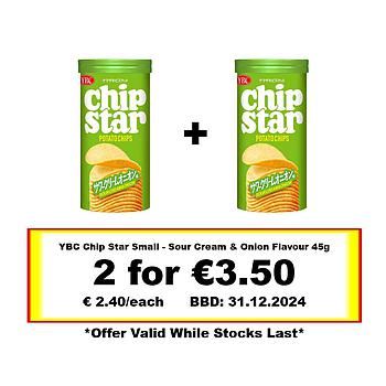 * Offer * YBC Chip Star Small - Sour Cream & Onion Flavour *45g x 2* BBD: 31/12/2024